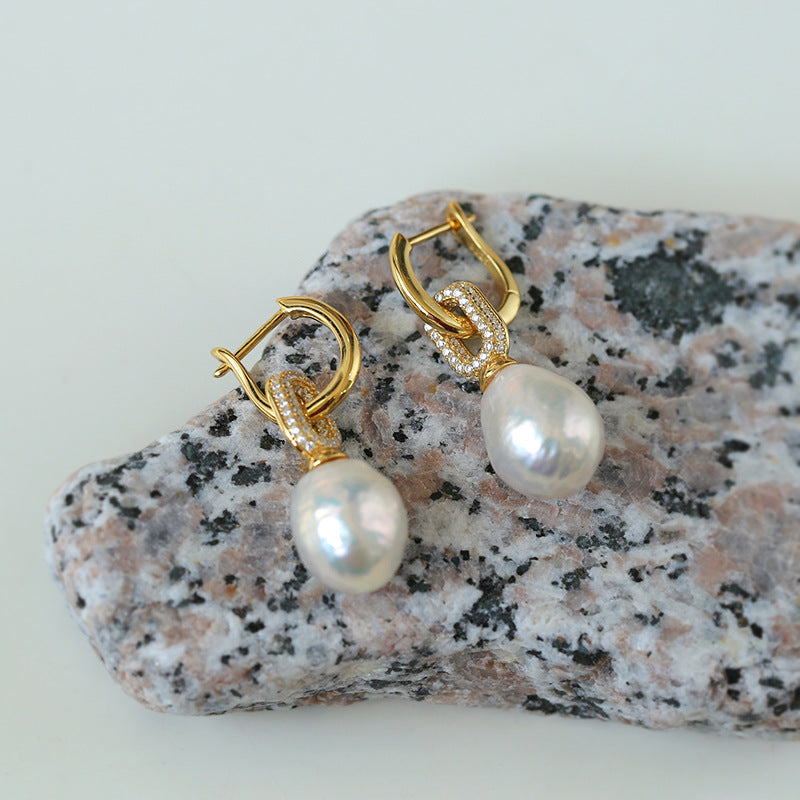 Baroque Irregular Pearl Hoop Earrings (Multi-wear)