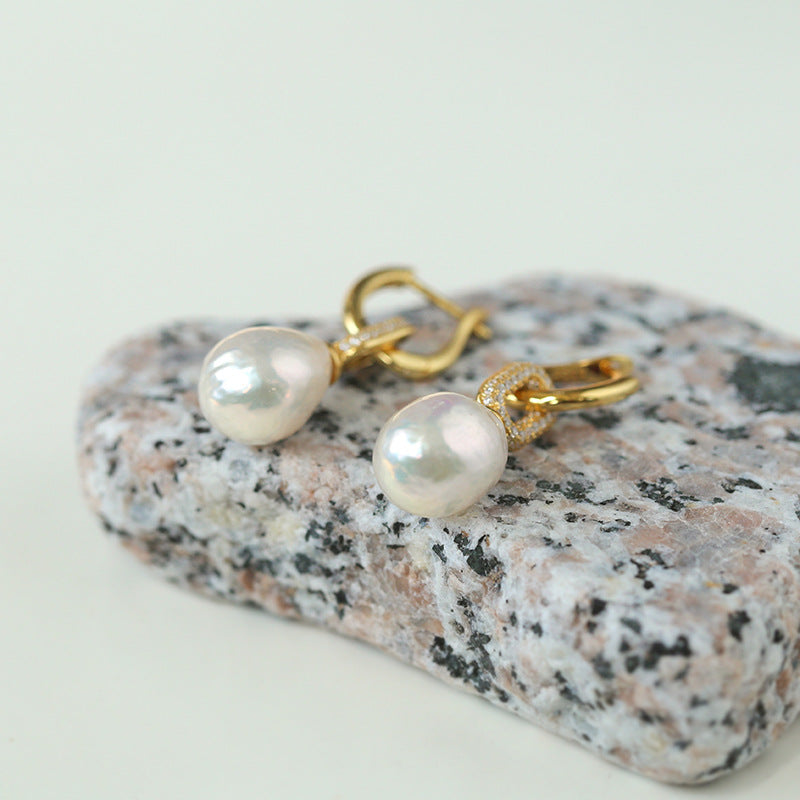 Baroque Irregular Pearl Hoop Earrings (Multi-wear)