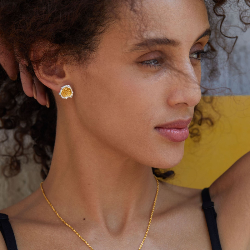 Color Block Crater Stud Earrings