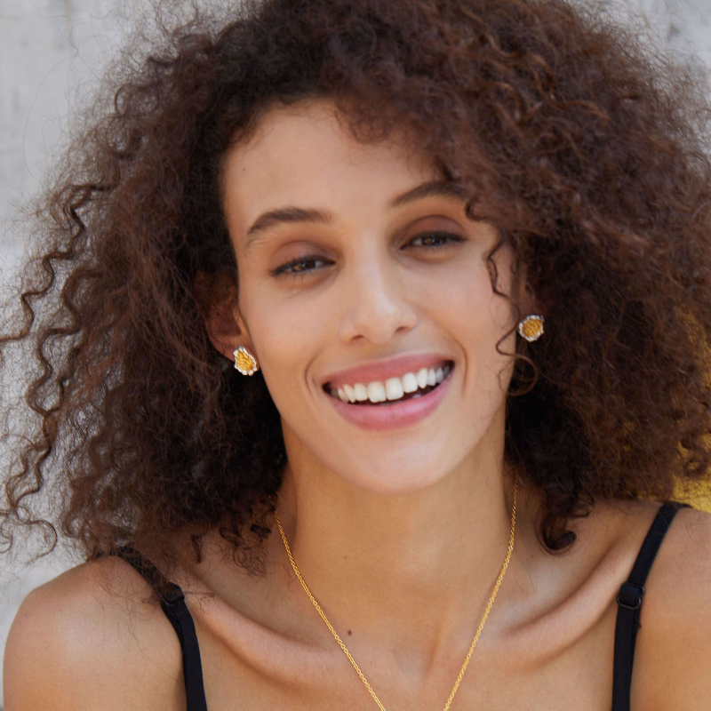 Color Block Crater Stud Earrings