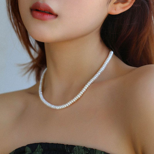 Cropped Stacking Freshwater Pearl Choker