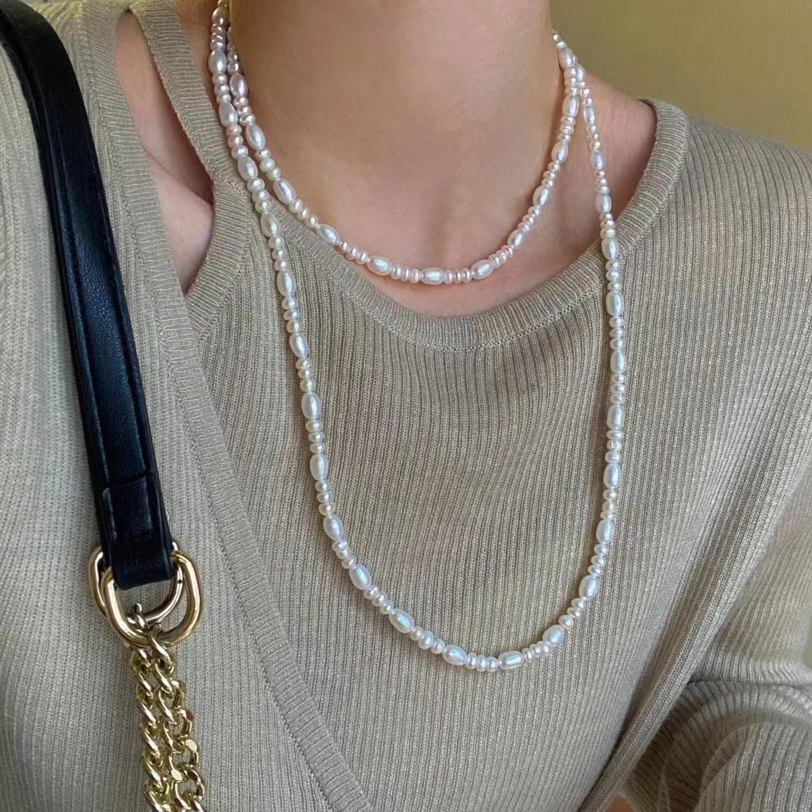 Cultured Freshwater Pearl Necklace Long Sweater Chain