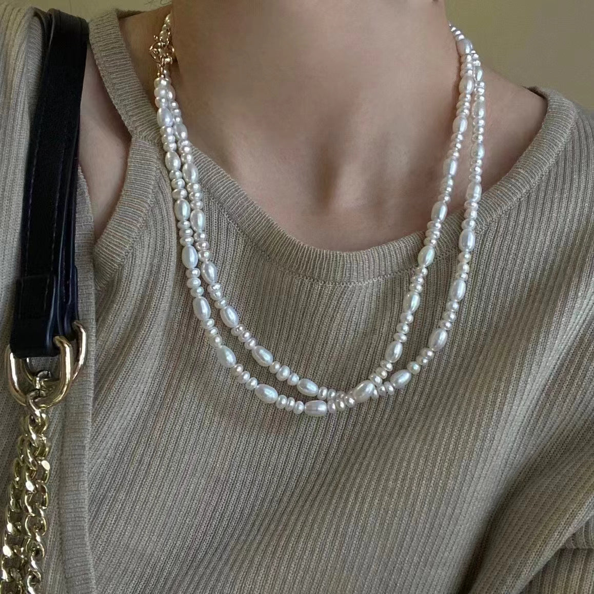 Cultured Freshwater Pearl Necklace Long Sweater Chain