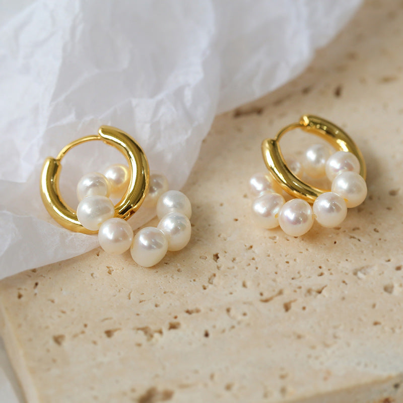 Circle Shell And Pearl Earrings