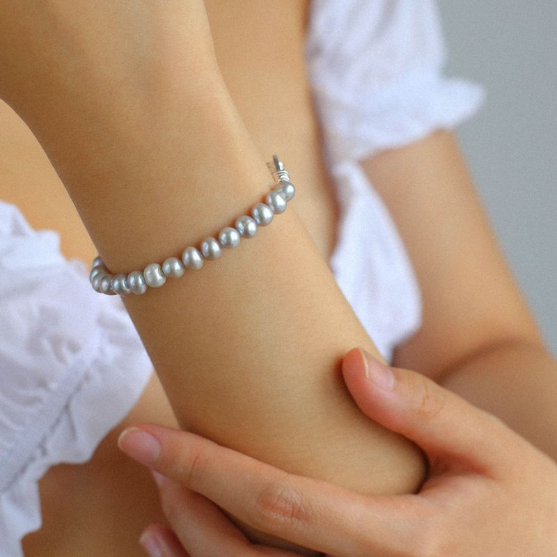 6-6.5mm Gray Freshwater Pearl Bracelet