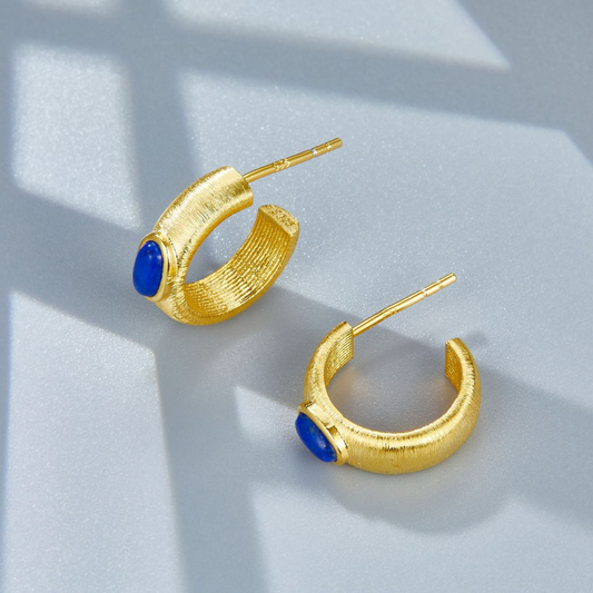 Hand-brushed Natural Lapis Lazuli Earrings