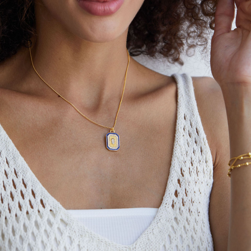 Natural Lapis Lazuli Hexagon Reversible Necklace