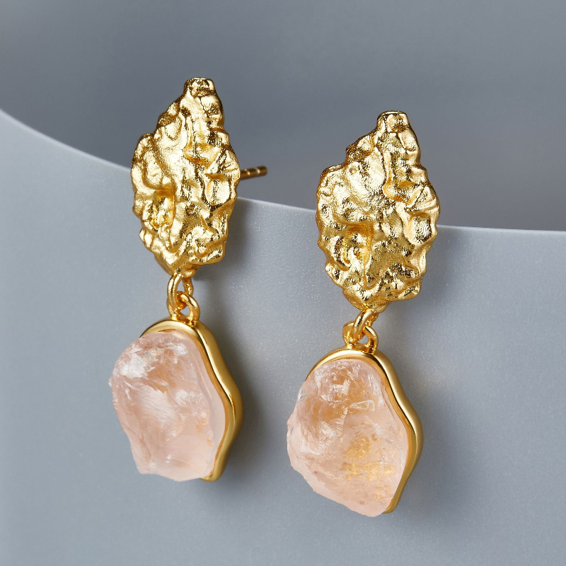 Natural Pink Crystal S925 Sterling Silver Earrings