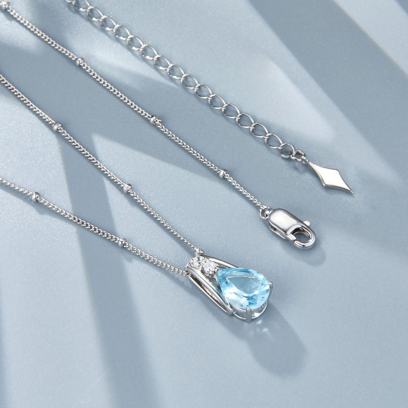 Water Drop Blue Topaz Simple Clavicle Choker