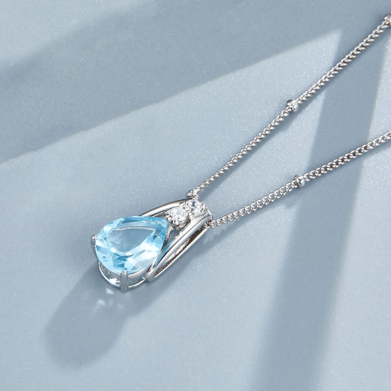 Water Drop Blue Topaz Simple Clavicle Choker