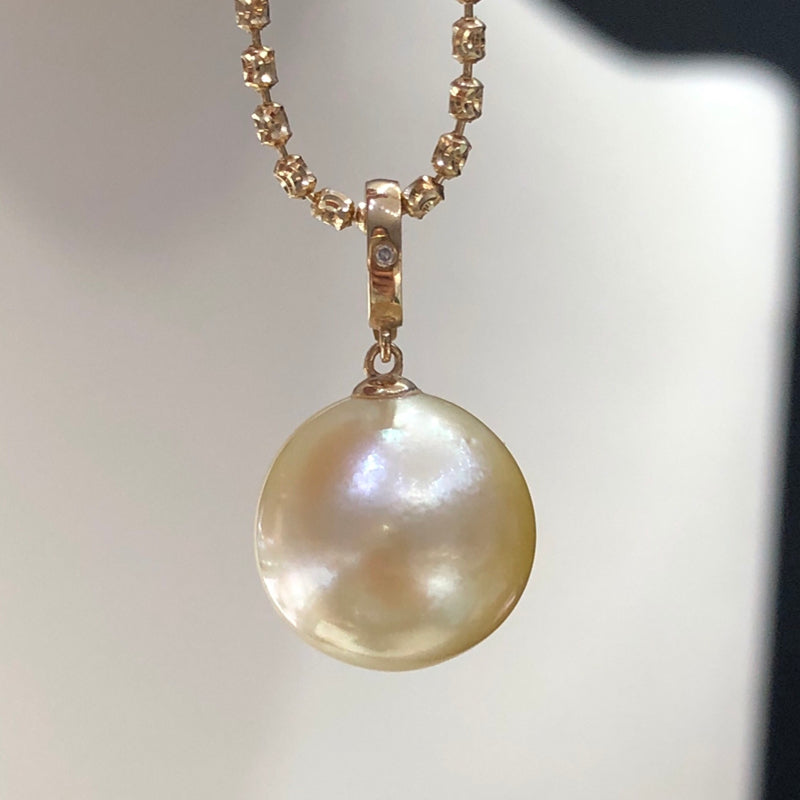 12-13mm South Sea Gold Pearl Pendant & 18k Solid Gold