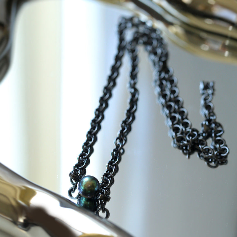 Tahitian Black Pearl Necklace Bracelet Set