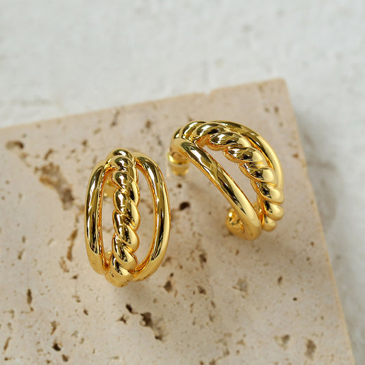 Triple Hoop C-shaped Earrings