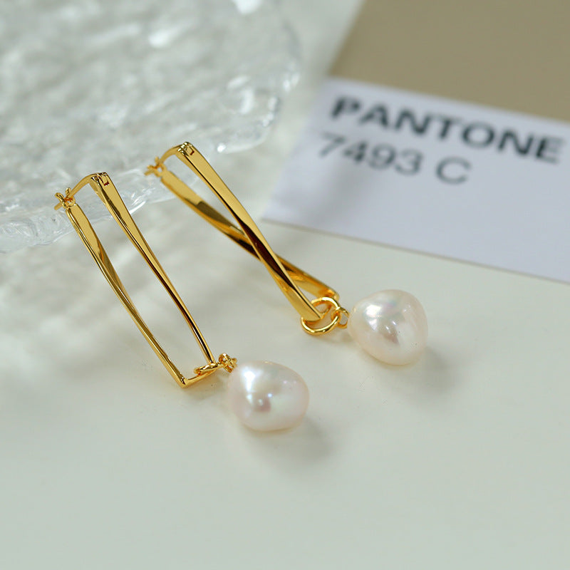 Twist Pearl Drop Earrings