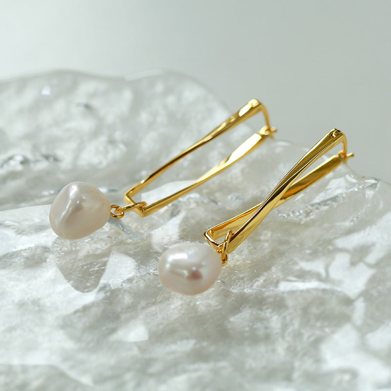 Twist Pearl Drop Earrings