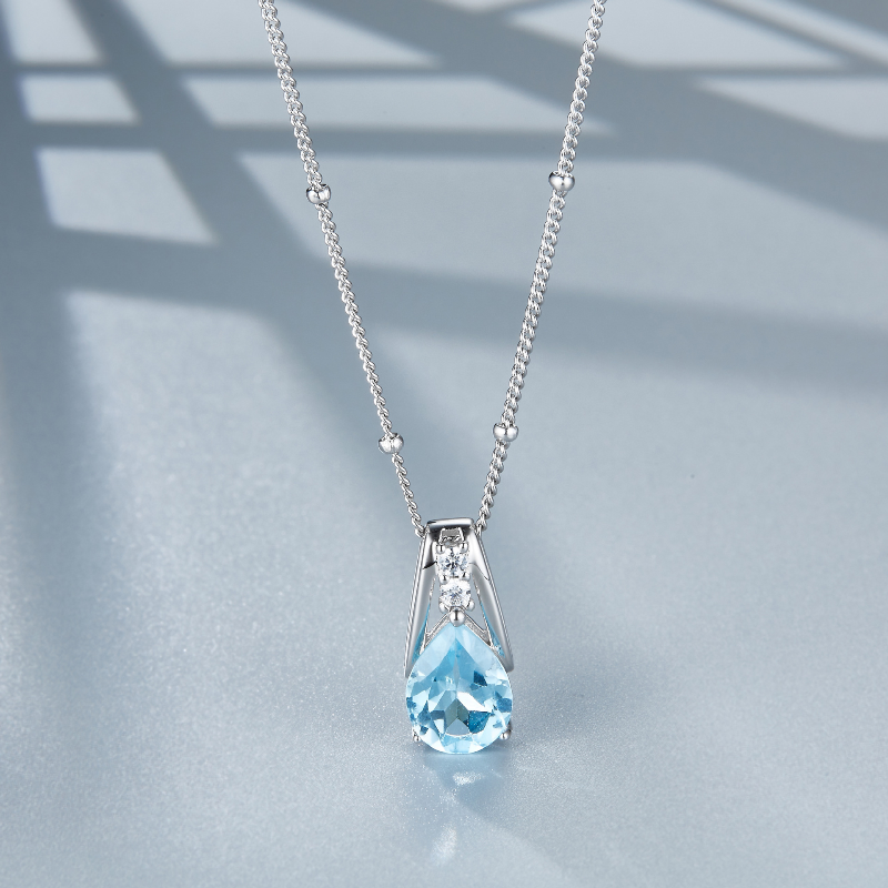 Water Drop Blue Topaz Simple Clavicle Choker