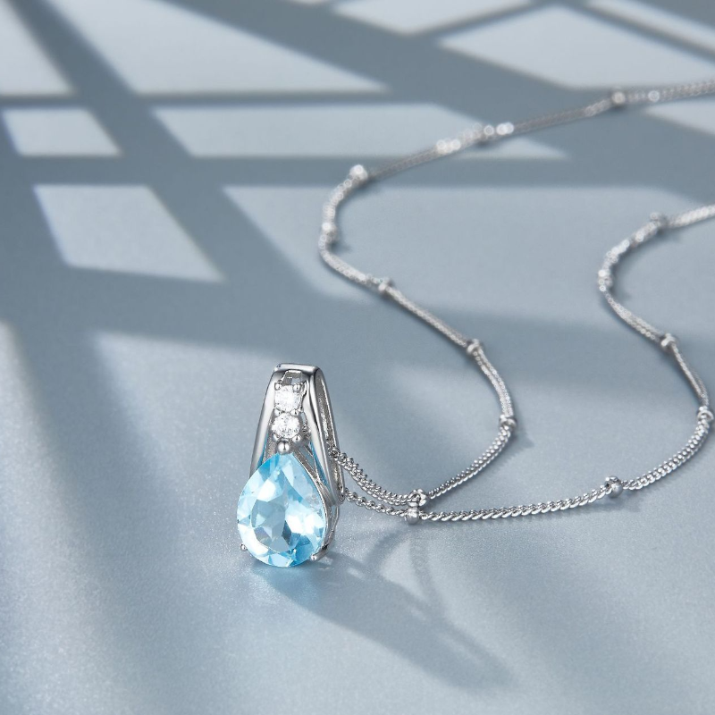 Water Drop Blue Topaz Simple Clavicle Choker